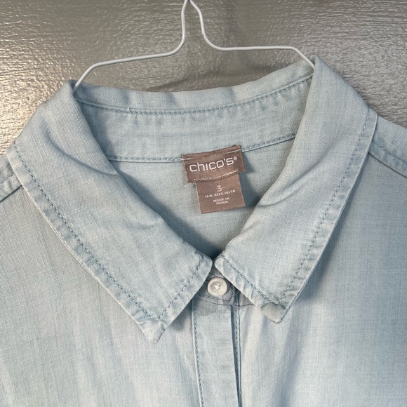 Half-Button Denim Shirt (3) size 16-18-dry cleaned - Picture 2 of 6